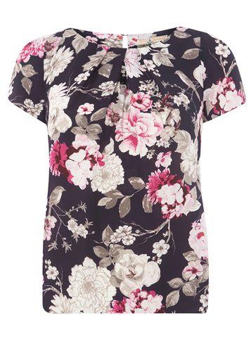 Dorothy Perkins *billie & Blossom Petite Navy Floral Print Shell Top