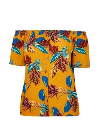 Dorothy Perkins *dp Curve Multi Colour Palm Print Bardot Top