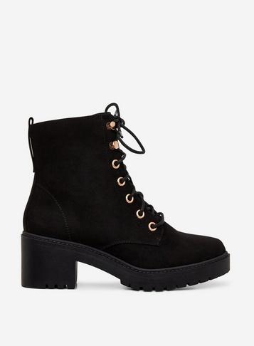 Dorothy Perkins Wide Fit Black Adela Hiker Boots
