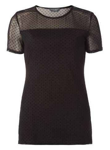 Dorothy Perkins *tall Black Dobby Mesh T-shirt