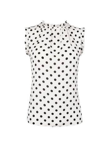*billie & Blossom Petite Ivory Spot Print Frill Shell Top