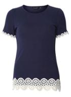 Dorothy Perkins Navy Circle Lace Trim Tee