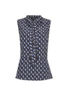 Dorothy Perkins *navy Printed Wrap Tie Neck Top