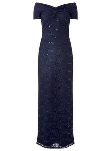 Dorothy Perkins *scarlett B Navy Bardot Lace Maxi Dress