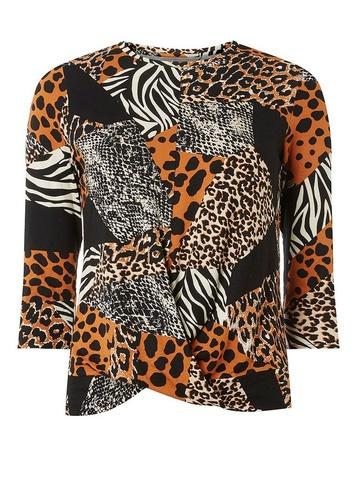 Dorothy Perkins Petite Multi Coloured Animal Print Jersey Top