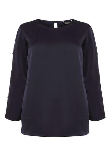 Dorothy Perkins Dp Curve Navy Button And Split Detail Top