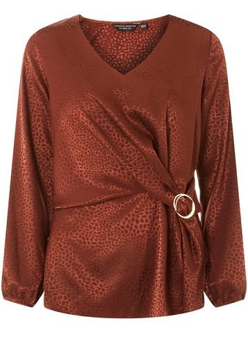 Dorothy Perkins Chocolate Jacquard Wrap Top