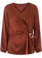 Dorothy Perkins Chocolate Jacquard Wrap Top