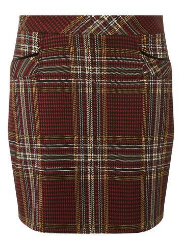 Dorothy Perkins Burgundy Check Mini Skirt
