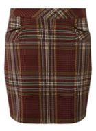 Dorothy Perkins Burgundy Check Mini Skirt