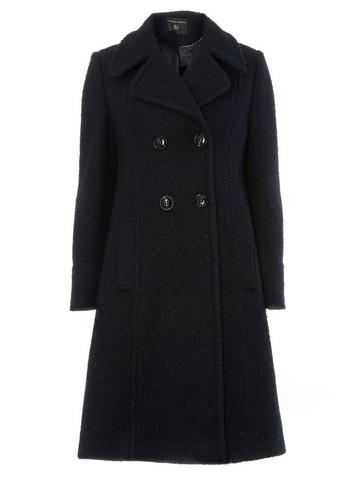 Dorothy Perkins Navy Boucle Midi Double Breasted Coat