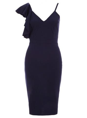 *quiz Navy Frill Strap V-neck Midi Dress