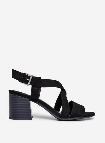 Dorothy Perkins Wide Fit Black Beamer Heeled Sandals