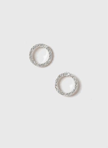 Dorothy Perkins Silver Look Rhinestone Circle Earrings