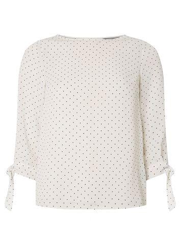 Dorothy Perkins Petite White Spot Print Tie Sleeve Top