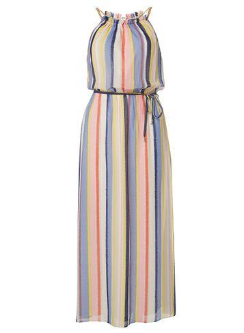 Dorothy Perkins Petite Multi Coloured Striped Chain Maxi Dress
