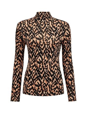 Dorothy Perkins Neutral Animal Print Roll Neck Top