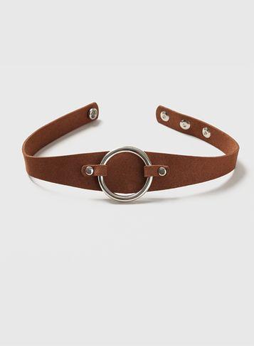 Dorothy Perkins Brown Suede Ring Choker