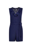 Dorothy Perkins Navy Lace Insert Frill Playsuit