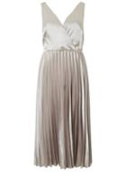 Dorothy Perkins *luxe Silver Pleat Midi Skater Dress