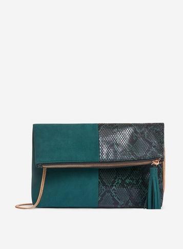 Dorothy Perkins Green Foldover Clutch Bag