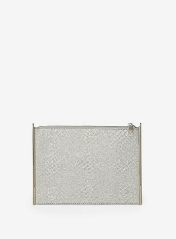 Dorothy Perkins Silver Shimmer Side Bar Clutch Bag