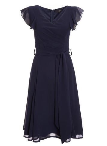 *quiz Navy Frill Ruched Midi Dress