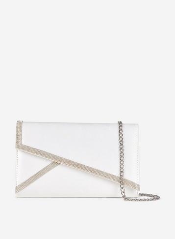 Dorothy Perkins Ivory Asymmetric Diamante Clutch Bag