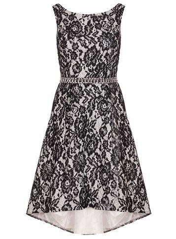 Dorothy Perkins *quiz Lace Diamante Dip Hem Dress