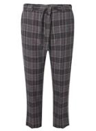 Dorothy Perkins Petite Grey And Pink Tie Waist Ankle Grazer Trousers