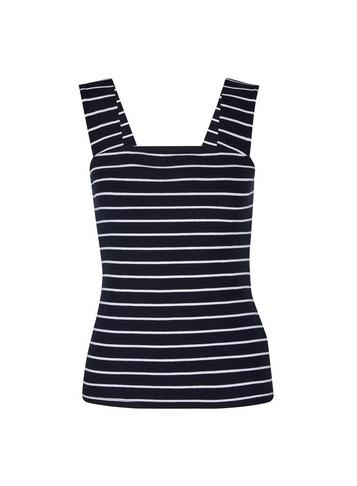 Dorothy Perkins Petite Navy Stripe Square Neck Top