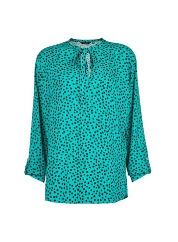 Dorothy Perkins *tall Green Spot Print Tie Neck Top