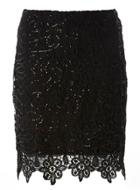 Dorothy Perkins Black Lace Sequin Mini Skirt