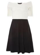 Dorothy Perkins *tall Black And Ivory Bardot Dress