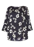 Dorothy Perkins Dp Curve Navy Floral Soft Top