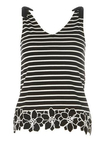 Dorothy Perkins Petite Black And White Lace Top