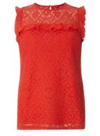 Dorothy Perkins Red Lace Frill Sleeveless Top