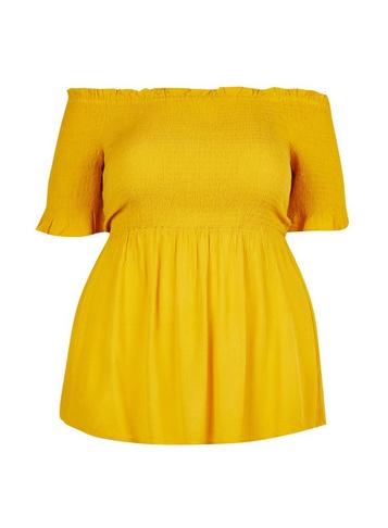 Dorothy Perkins *dp Curve Yellow Shirred Bardot Top