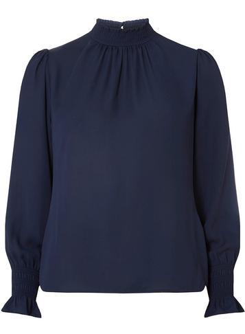 Dorothy Perkins Petite Navy Shirred Neck Top