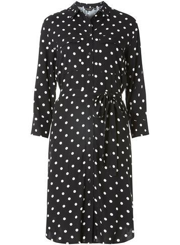 Dorothy Perkins Black Polka-dot Print Shirt Dress