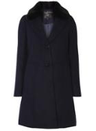 Dorothy Perkins Navy Faux Fur Collar Crombie Coat