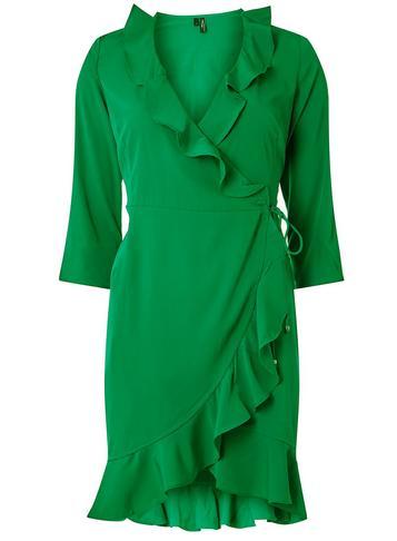 Dorothy Perkins *vero Moda Green Multi Ruffle Wrap Dress