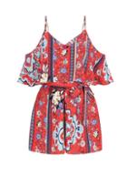 Dorothy Perkins *girls On Film Multi Colour Scarf Print Playsuit