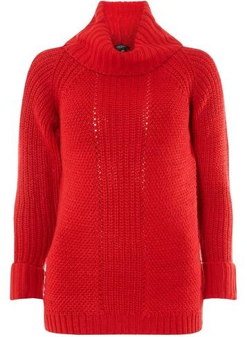 Dorothy Perkins Red Chunky Cowl Neck Jumper