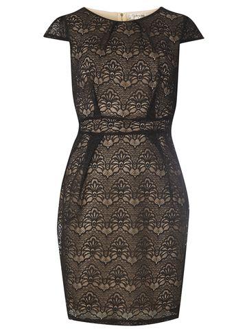 Dorothy Perkins *voulez Vous Nude Lace Tie Pleat Dress