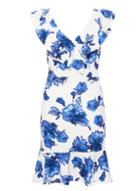 Dorothy Perkins *quiz Blue And White Floral Print Bodycon Dress
