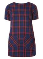 Dorothy Perkins Cobalt And Red Check Tunic Top