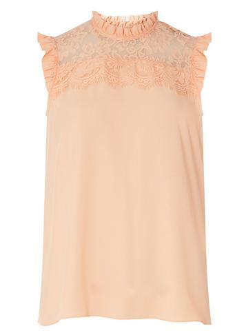 Dorothy Perkins Ornage Lace Yoke Sleeveless Top
