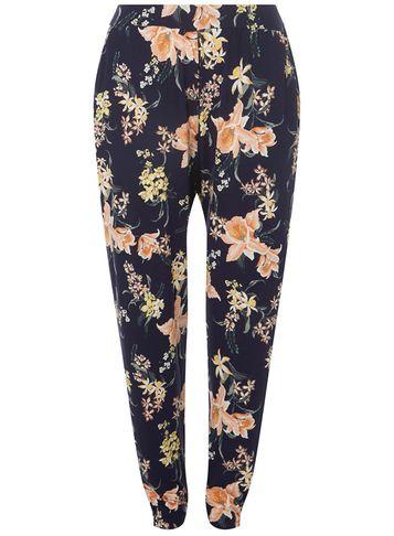 Dorothy Perkins Dp Curve Navy Tropical Print Joggers