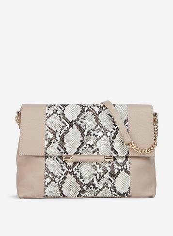 Dorothy Perkins Multi Colour Snake Print Metal Bar Cross Body Bag
